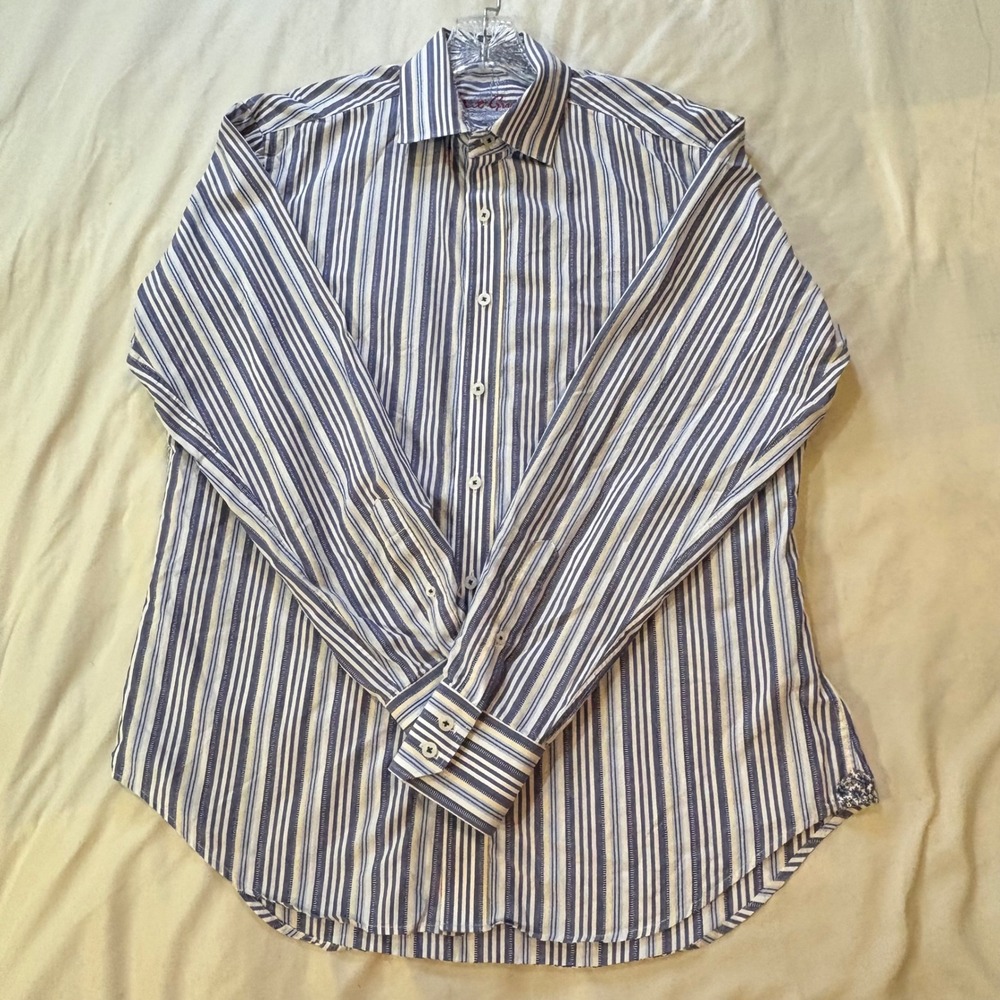 Robert Graham Mens Striped Long Sleeve Button Down Shirt -‎ Size M